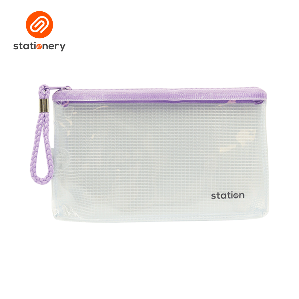 Flat Mesh Pouch with Colored Zipper-1