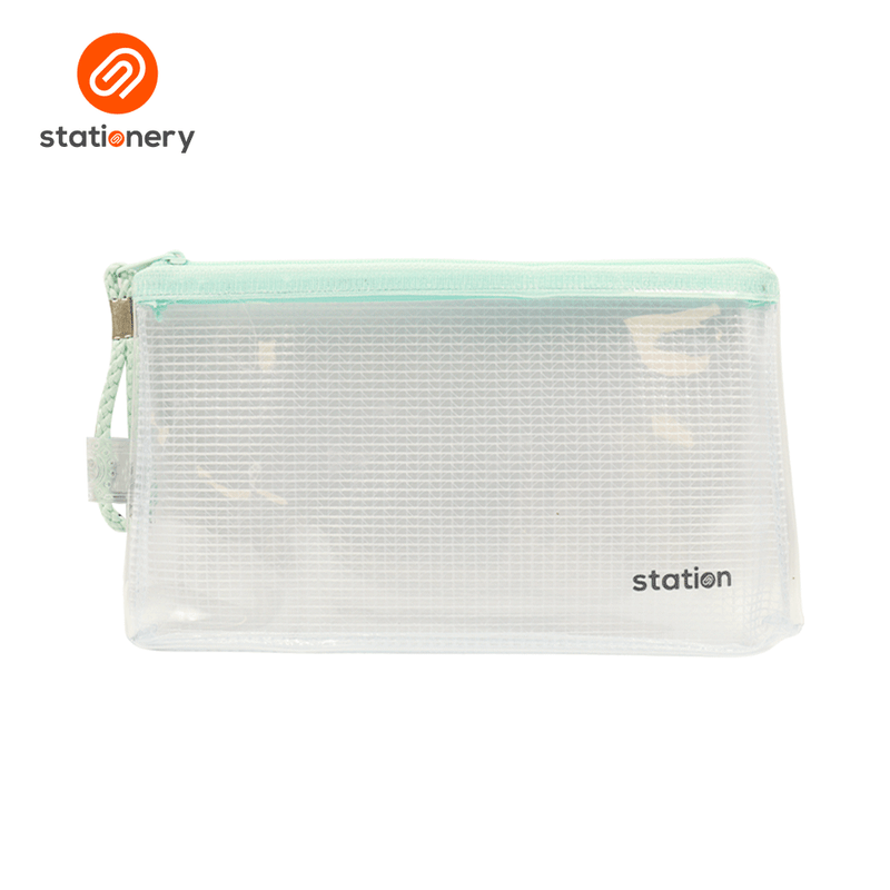 Flat Mesh Pouch with Colored Zipper-zoom-
