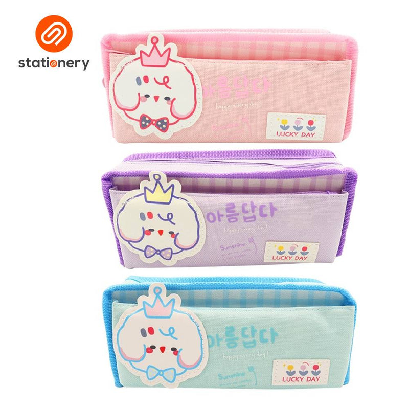 Fancy Double Zip Pencil Case - "Lucky Day"-zoom-