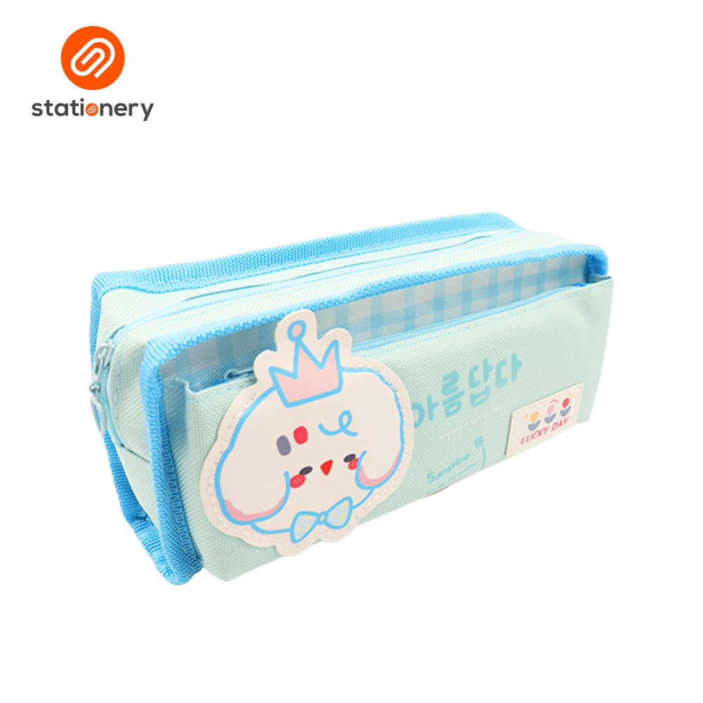 Fancy Double Zip Pencil Case - "Lucky Day"-zoom-5