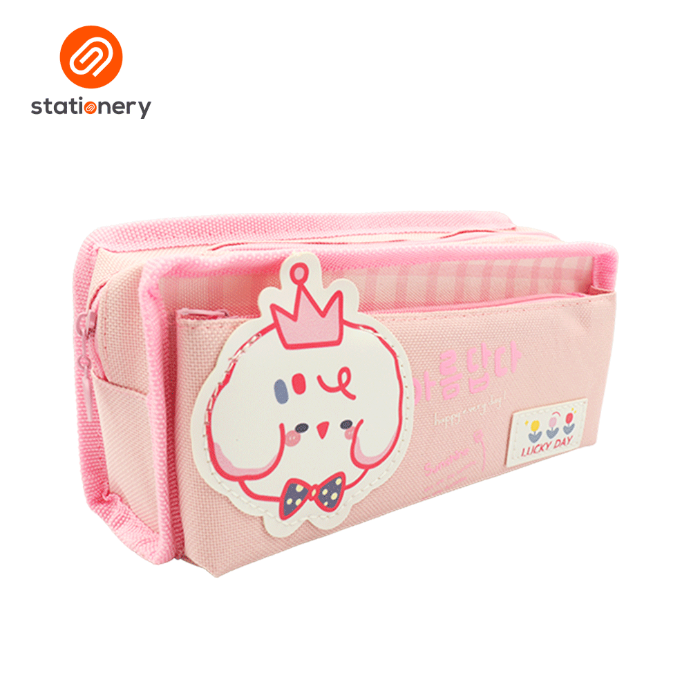 Fancy Double Zip Pencil Case - "Lucky Day"-7