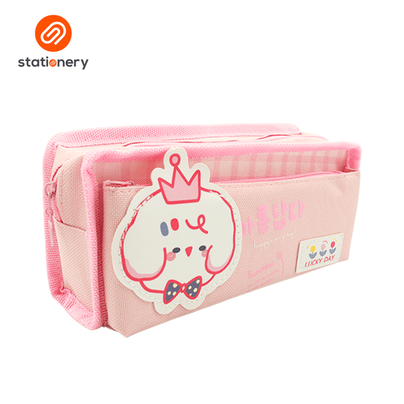 Fancy Double Zip Pencil Case - "Lucky Day"-zoom-