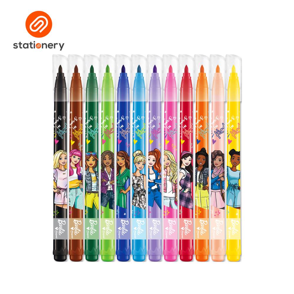 Maped Barbie Felt Tip Markers - Pack of 12 Colors