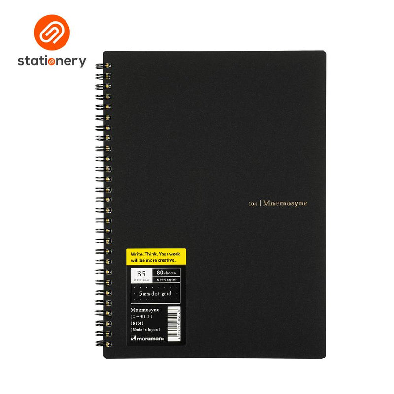 Maruman Mnemosyne N104 Side Spiral Dot Grid Notebook B5 - 80 Sheets-zoom-