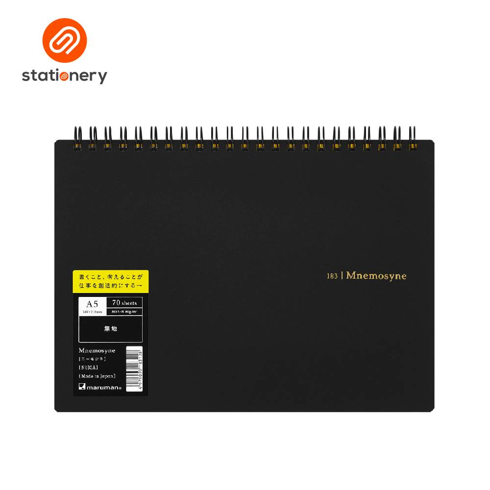 Maruman Mnemosyne N183A Top Spiral Horizontal Blank Notebook A5 - 70 Sheets-zoom-5