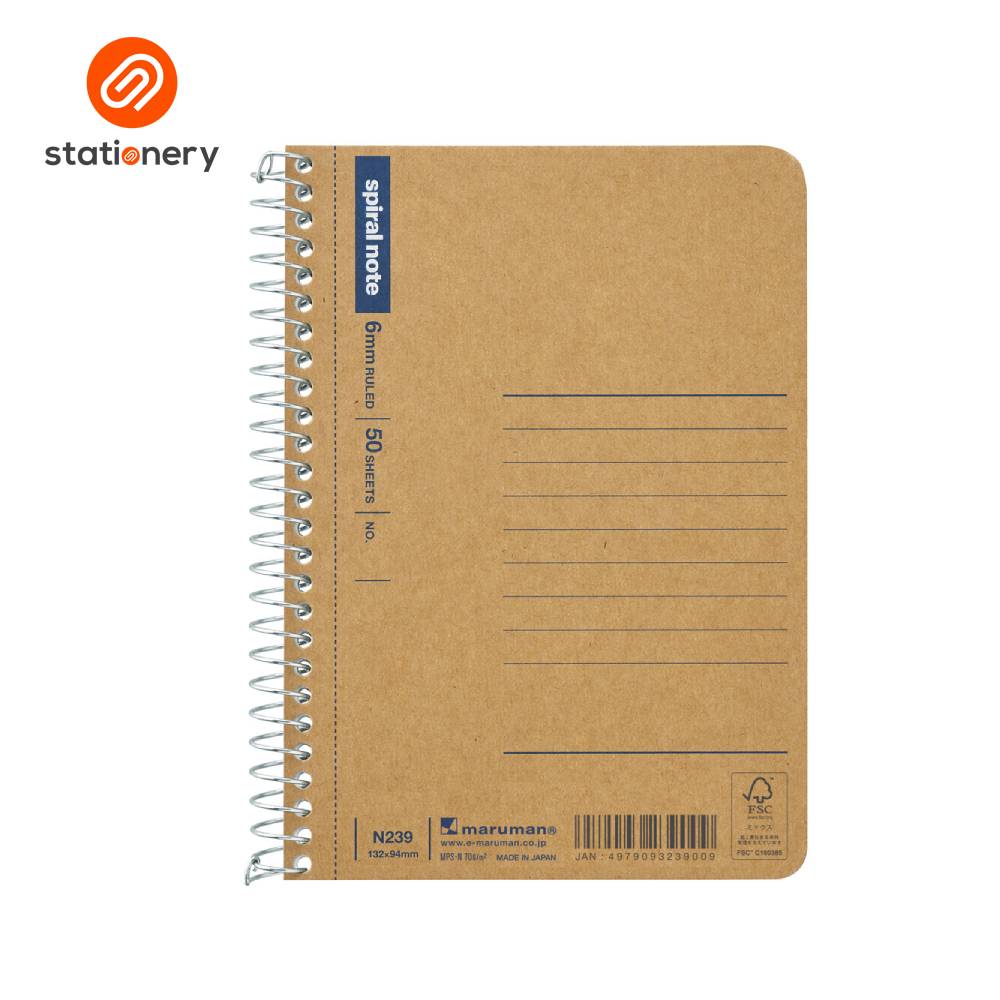 Maruman Spiral Notebook Basic Ruled A6 - 50 Sheets