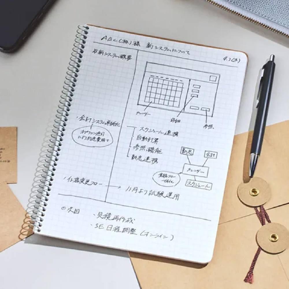 Maruman Spiral Notebook Basic Grid A4 - 80 Sheets-zoom-1