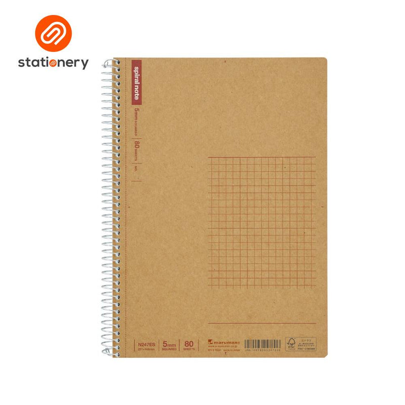 Maruman Spiral Notebook Basic Grid A5 - 80 Sheets-zoom-