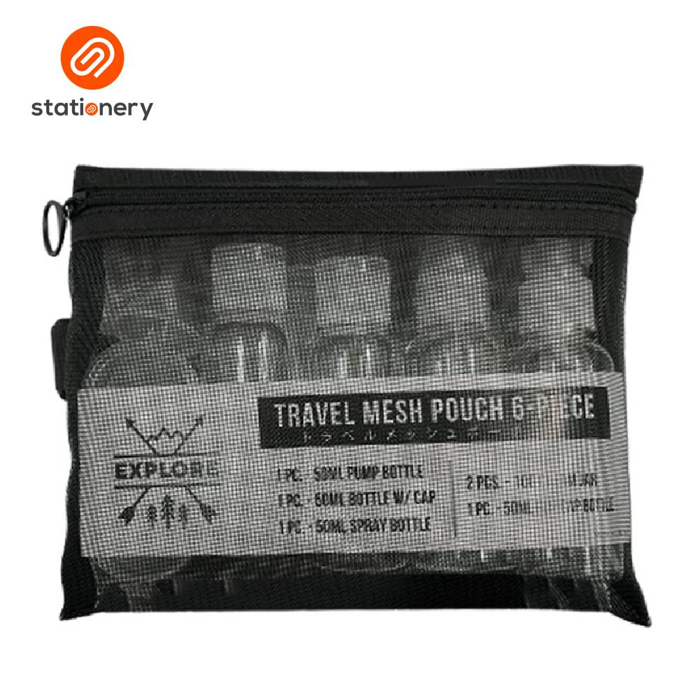 Explore Travel Mesh Pouch with 6 pcs Bottle - 18x14cm-1