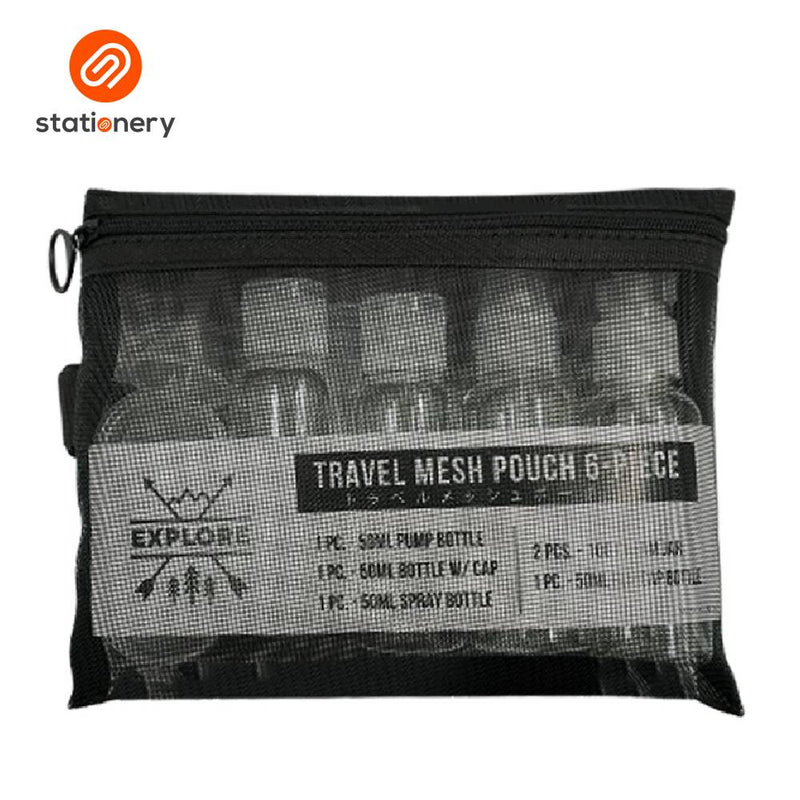 Explore Travel Mesh Pouch with 6 pcs Bottle - 18x14cm-zoom-