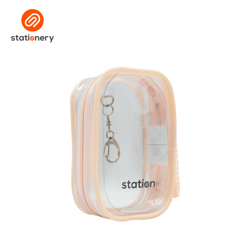 Clear Mini Square Mesh Pouch with Colored Piping - 10.5x6.5x4cm-zoom-