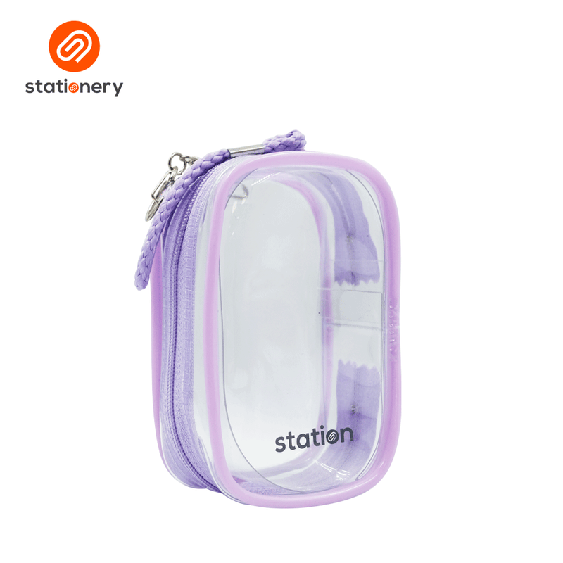 Clear Mini Square Mesh Pouch with Colored Piping - 10.5x6.5x4cm-zoom-