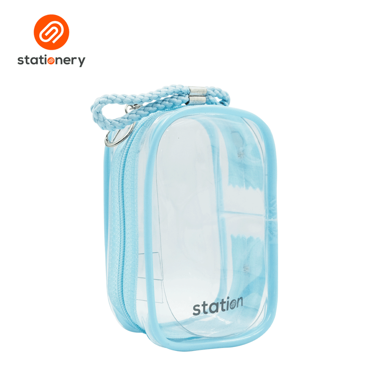 Clear Mini Square Mesh Pouch with Colored Piping - 10.5x6.5x4cm-zoom-