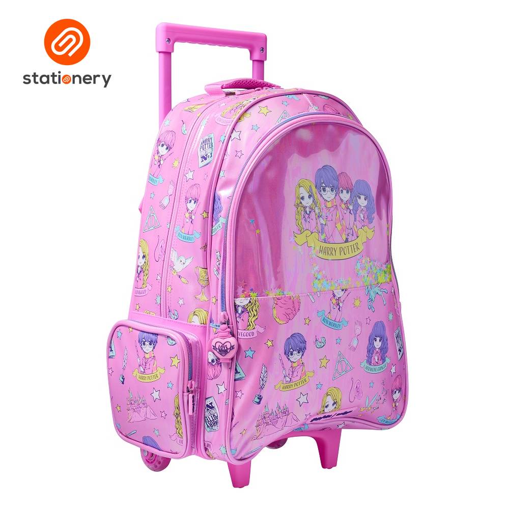 Smiggle Harry Potter Trolley Backpack With Light Up Wheels - Pink-3