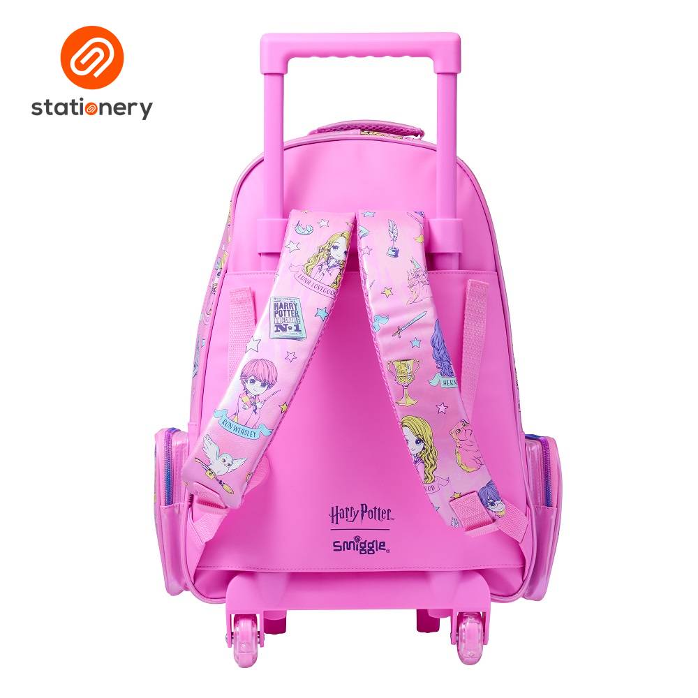 Smiggle Harry Potter Trolley Backpack With Light Up Wheels - Pink-zoom-4