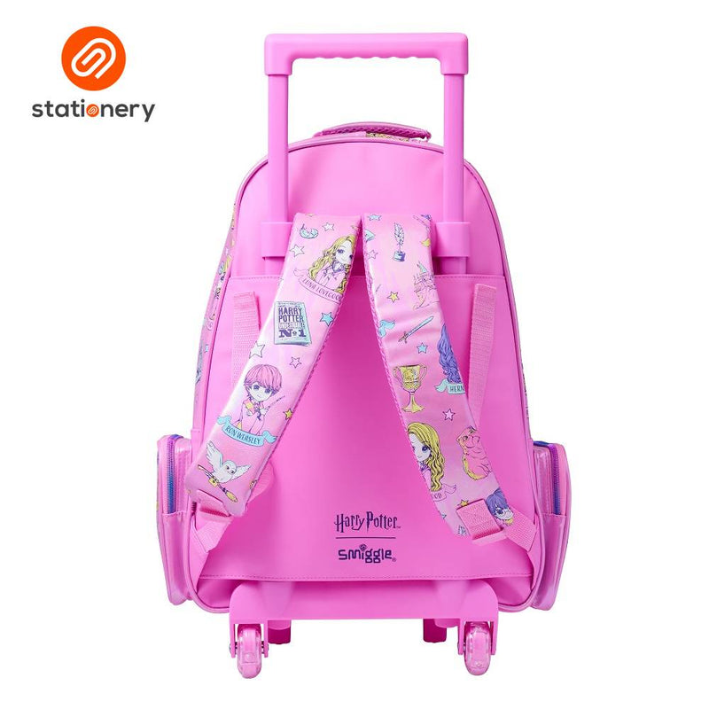 Smiggle Harry Potter Trolley Backpack With Light Up Wheels - Pink-zoom-