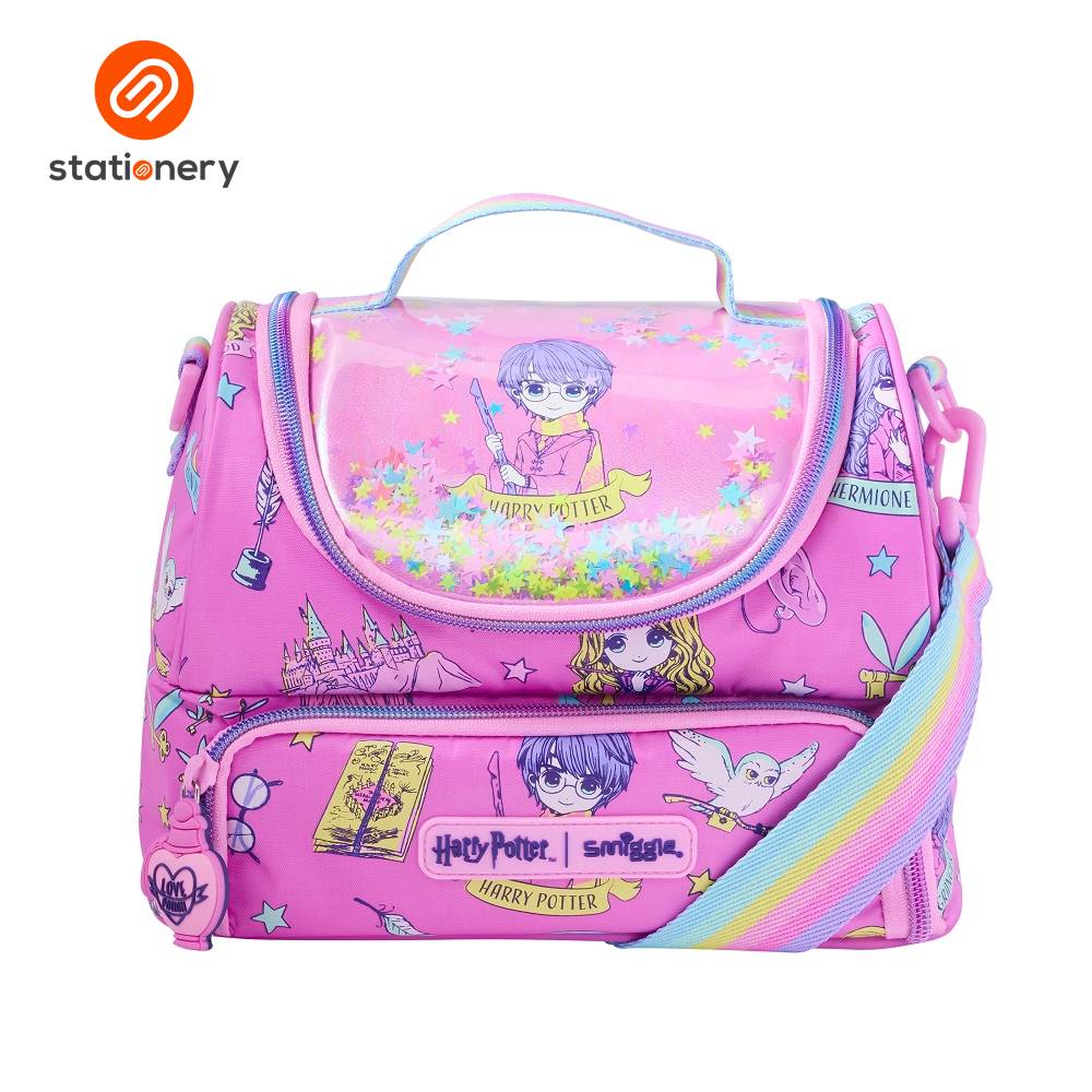 Smiggle Harry Potter Double Compartment Lunchbox With Strap - Pink