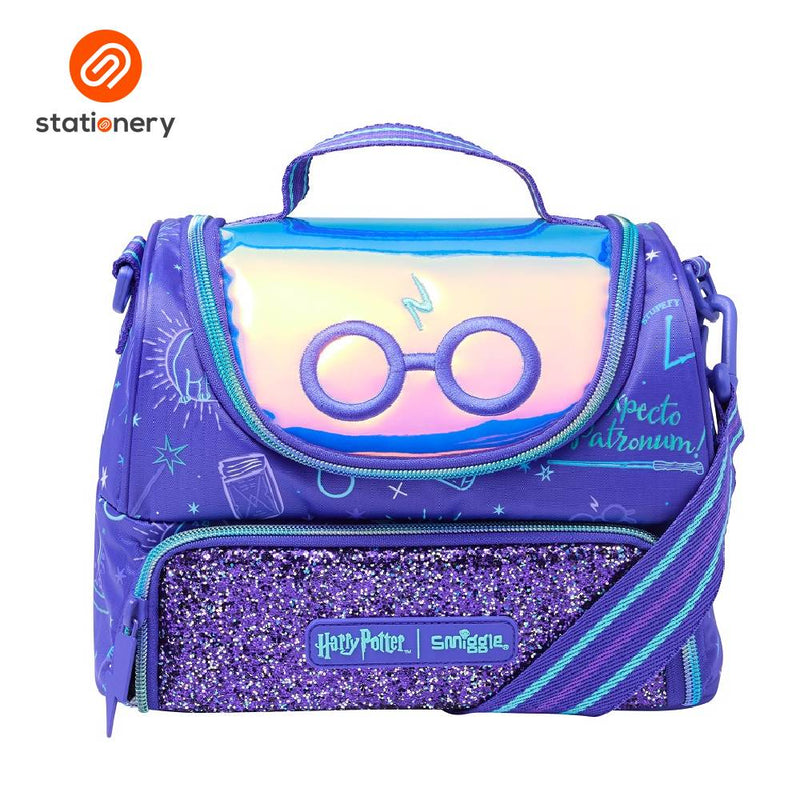 Smiggle Harry Potter Double Compartment Lunchbox With Strap - Purple-zoom-