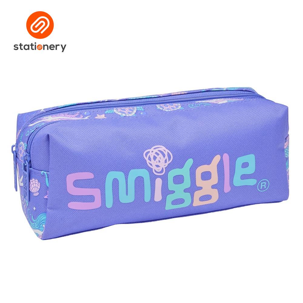 Smiggle Rush Twin Zip Pencil Case - Purple-1