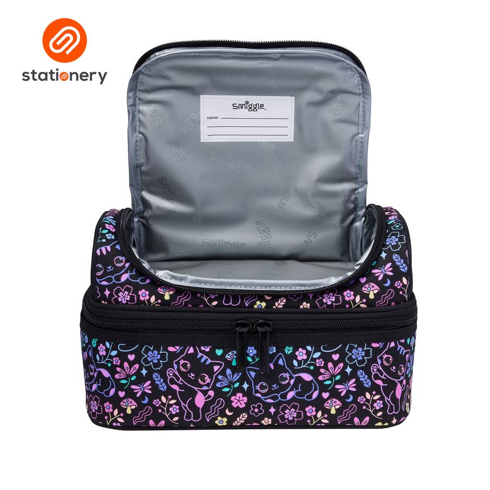 Smiggle Eclipse Double Decker Lunchbox - Black Mix