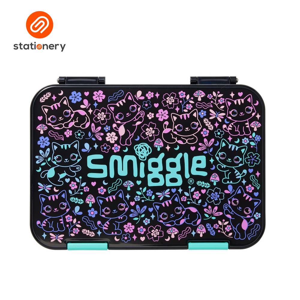 Smiggle Eclipse Medium Bento Lunchbox - Black Mix