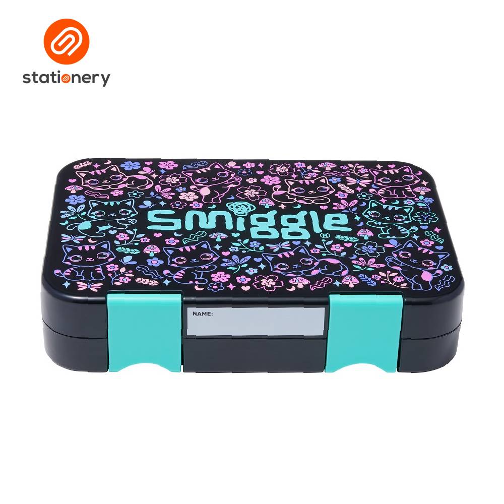 Smiggle Eclipse Medium Bento Lunchbox - Black Mix