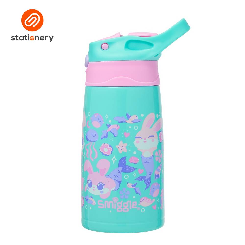 Smiggle Curious Junior Stainless Steel Flip Drink Bottle 400mL - Mint-zoom-1