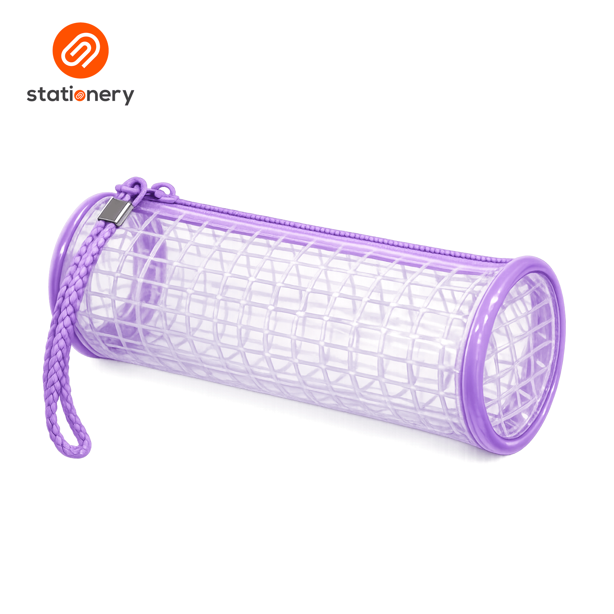 Transparent Grid Cylindrical Pencil Case - 21x7x7cm
