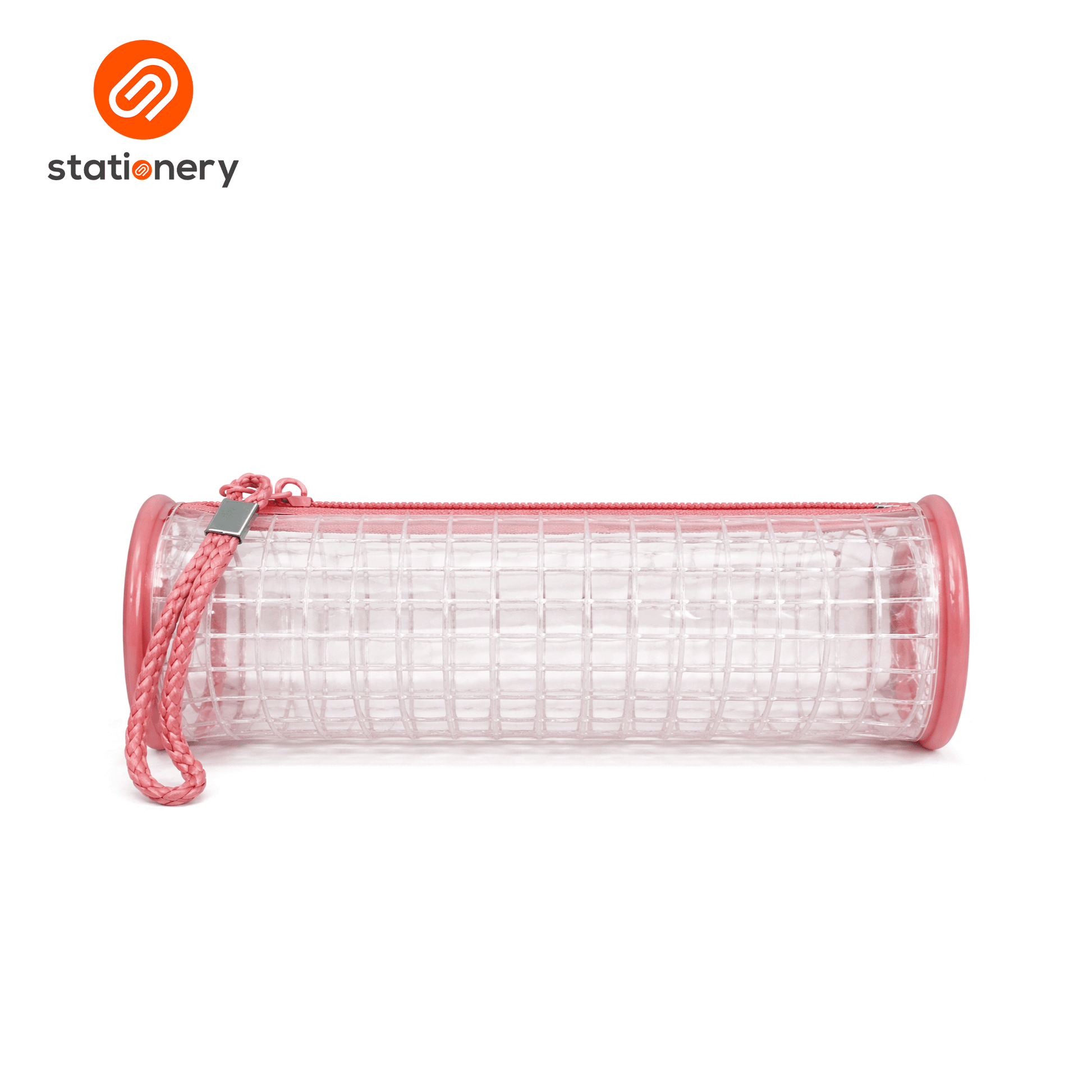 Transparent Grid Cylindrical Pencil Case - 21x7x7cm-9