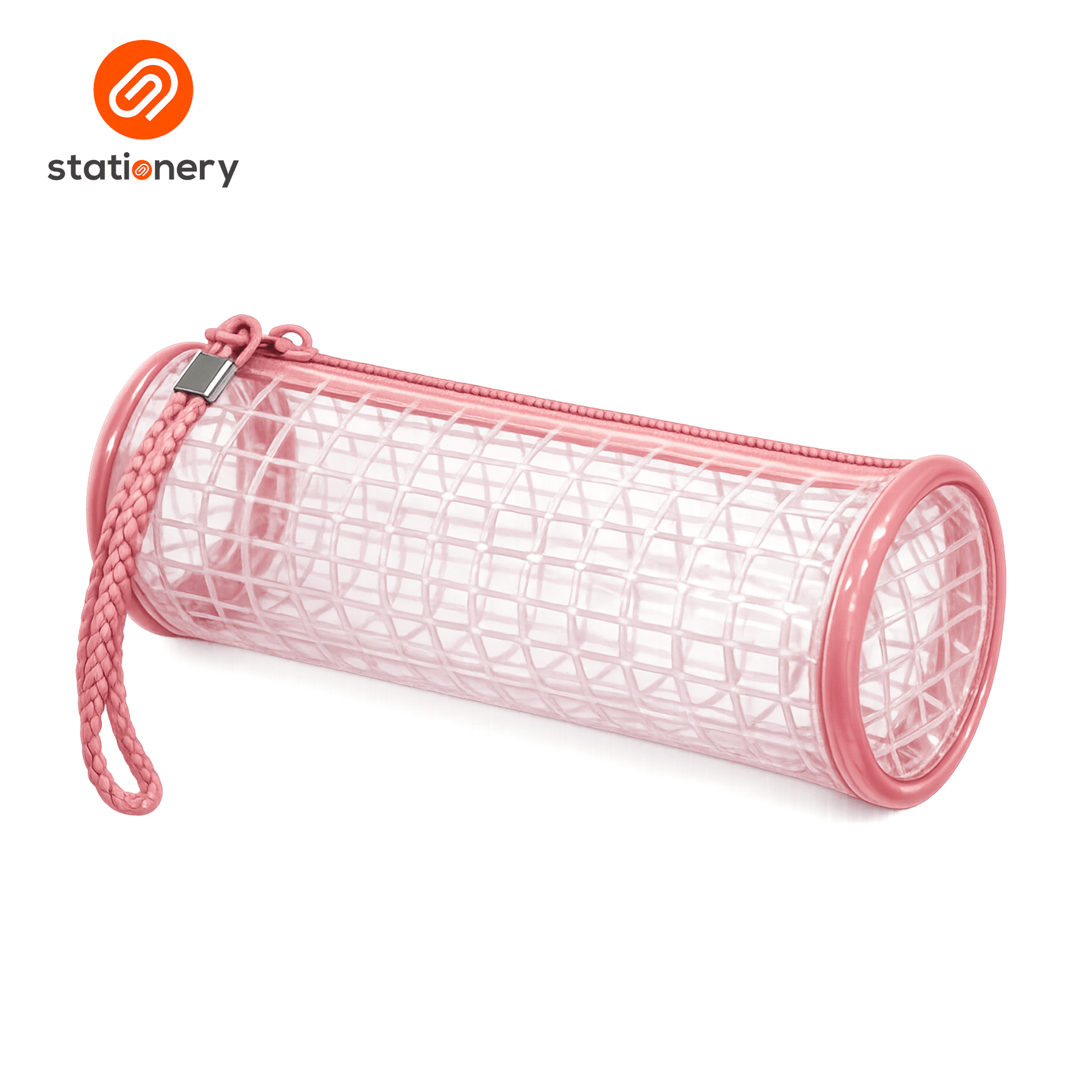Transparent Grid Cylindrical Pencil Case - 21x7x7cm-8