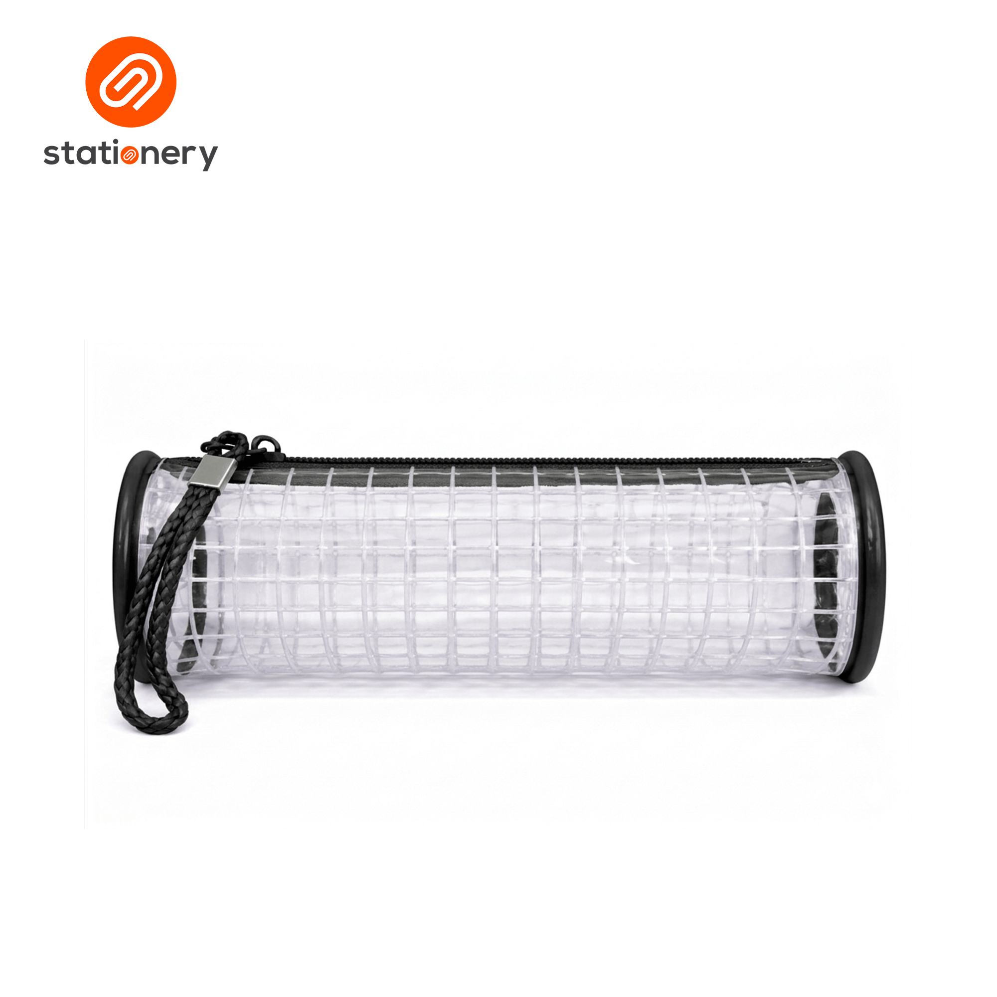 Transparent Grid Cylindrical Pencil Case - 21x7x7cm-zoom-13