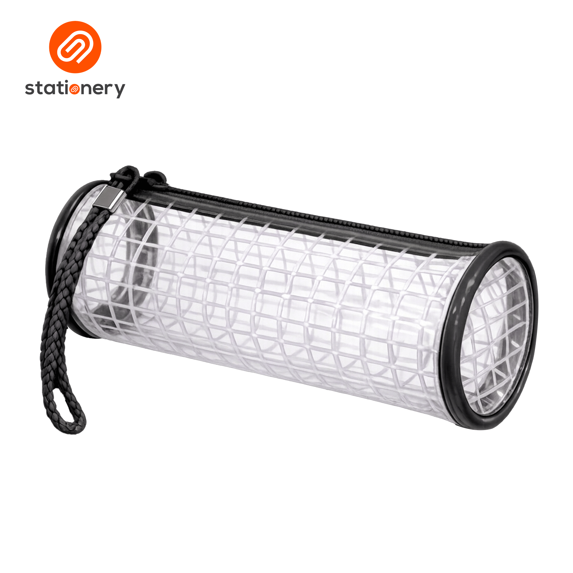 Transparent Grid Cylindrical Pencil Case - 21x7x7cm-zoom-12