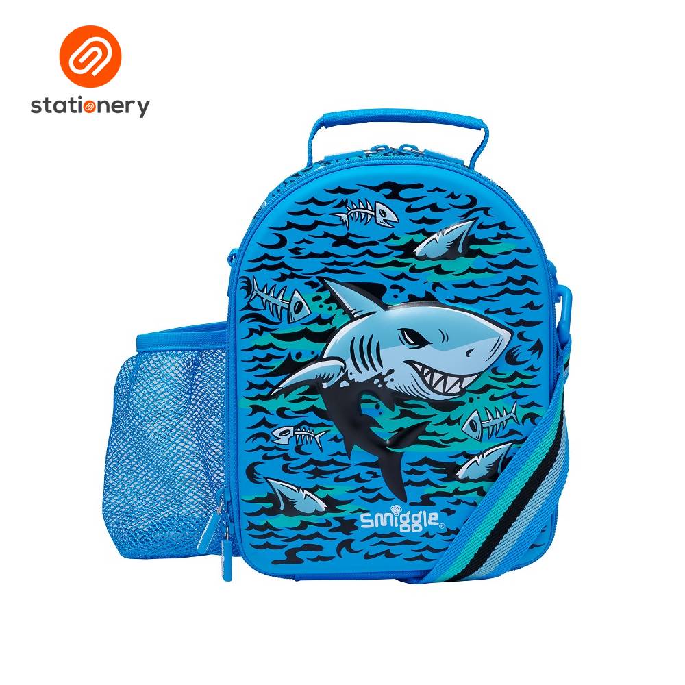 Smiggle Curious Hardtop Level Curve Lunchbox with Strap - Mid Blue