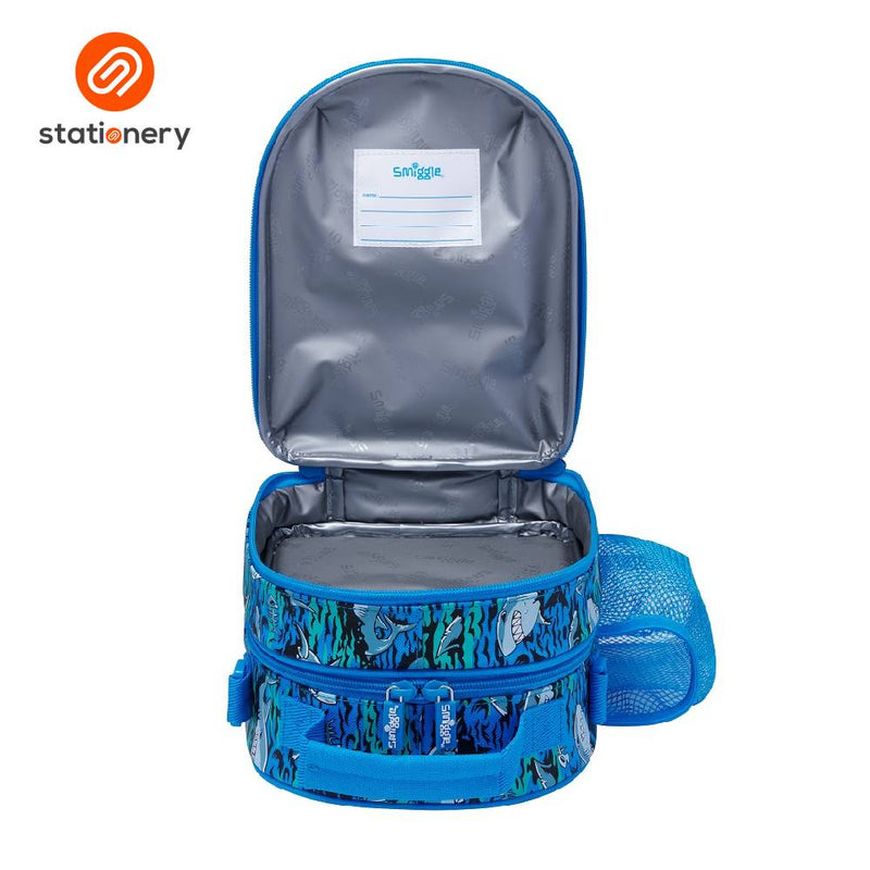 Smiggle Curious Hardtop Level Curve Lunchbox with Strap - Mid Blue-zoom-
