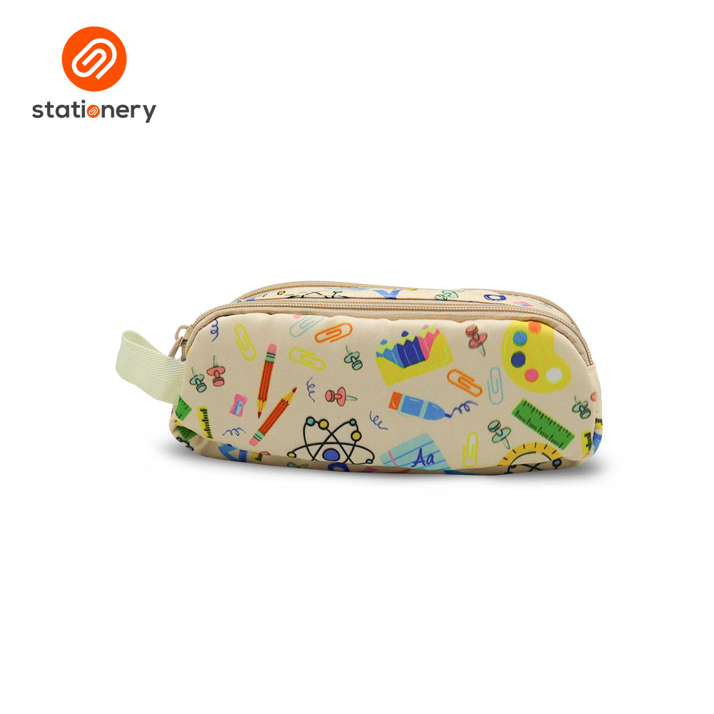 Multi Purpose Pencil Case with 2 Zippers and Handle