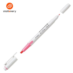 White marker with pink cap on a white background, featuring 'stationery' brand logo.