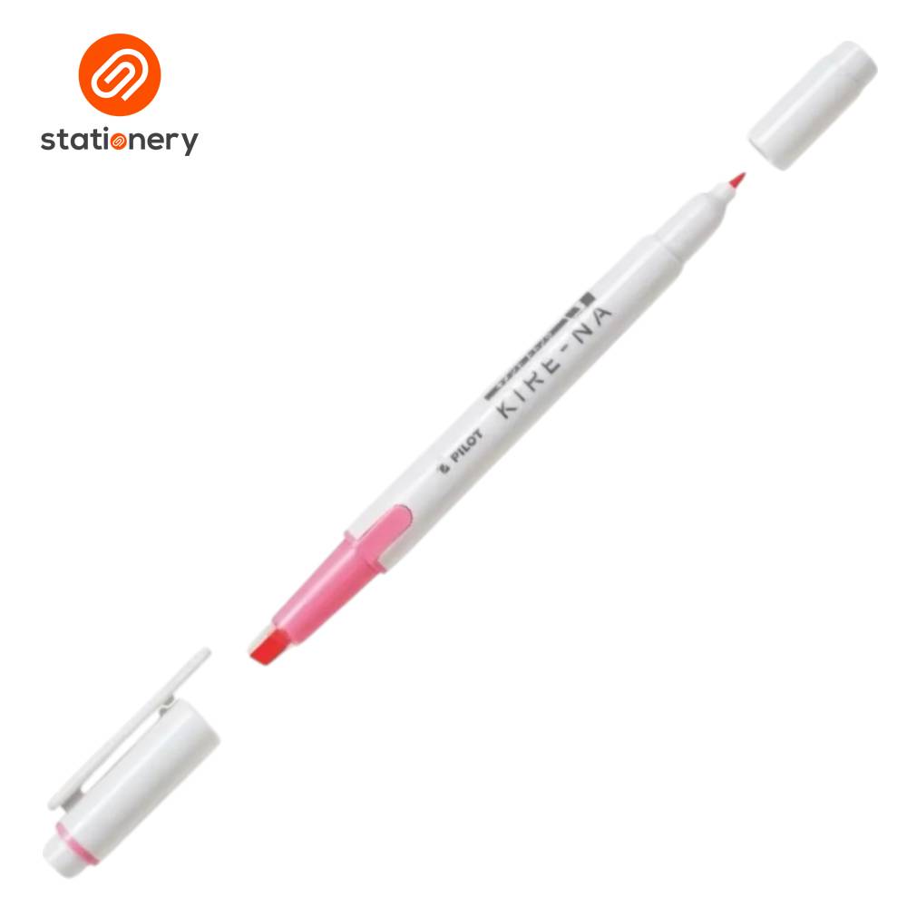 White marker with pink cap on a white background, featuring 'stationery' brand logo.