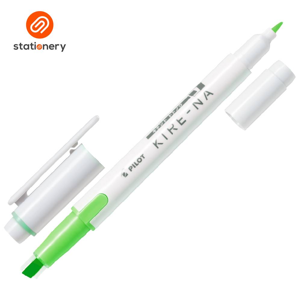 Two green highlighters with visible branding on a white background