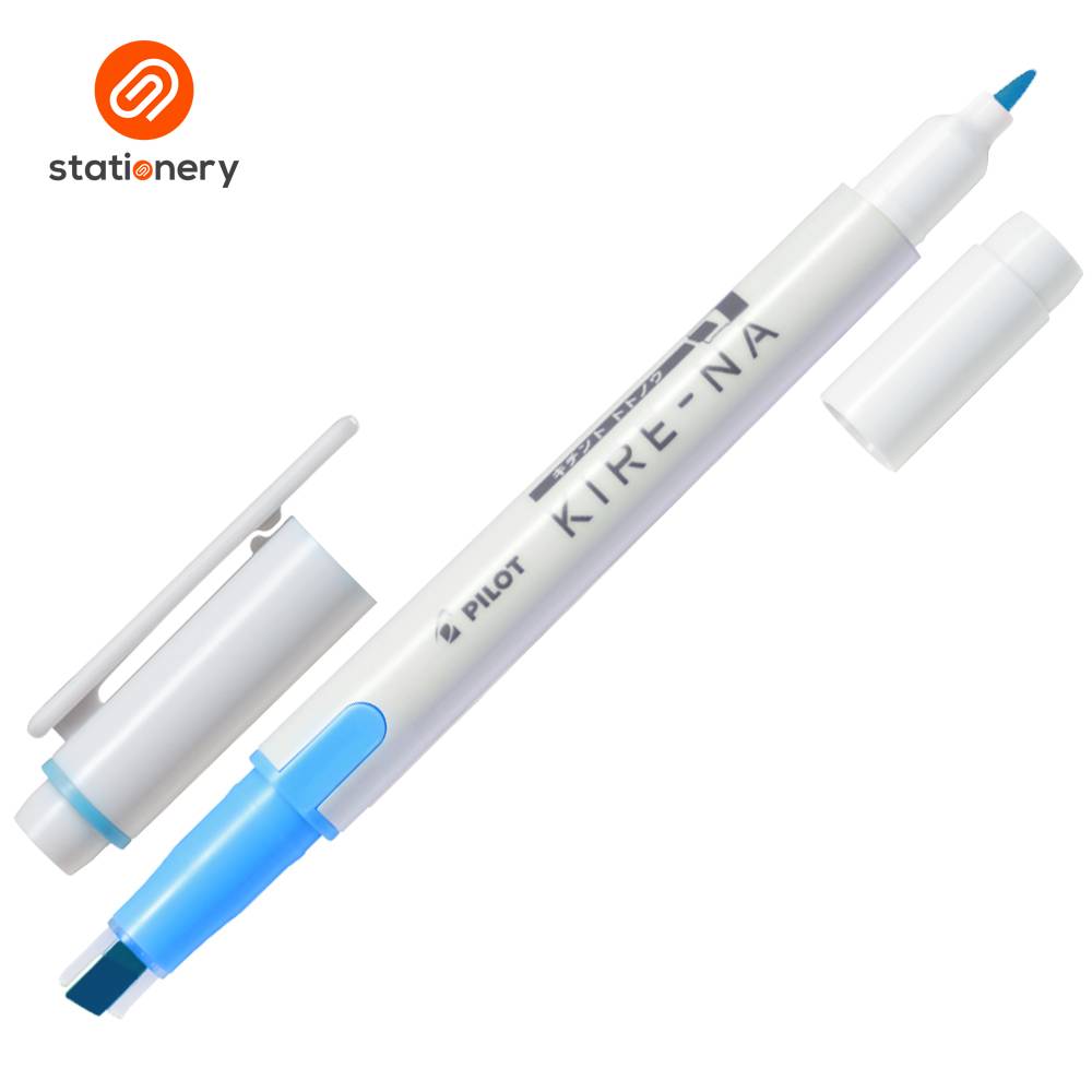 Pilot Kure-NA marker with blue cap and tip on a white background, featuring the Stationery brand logo.