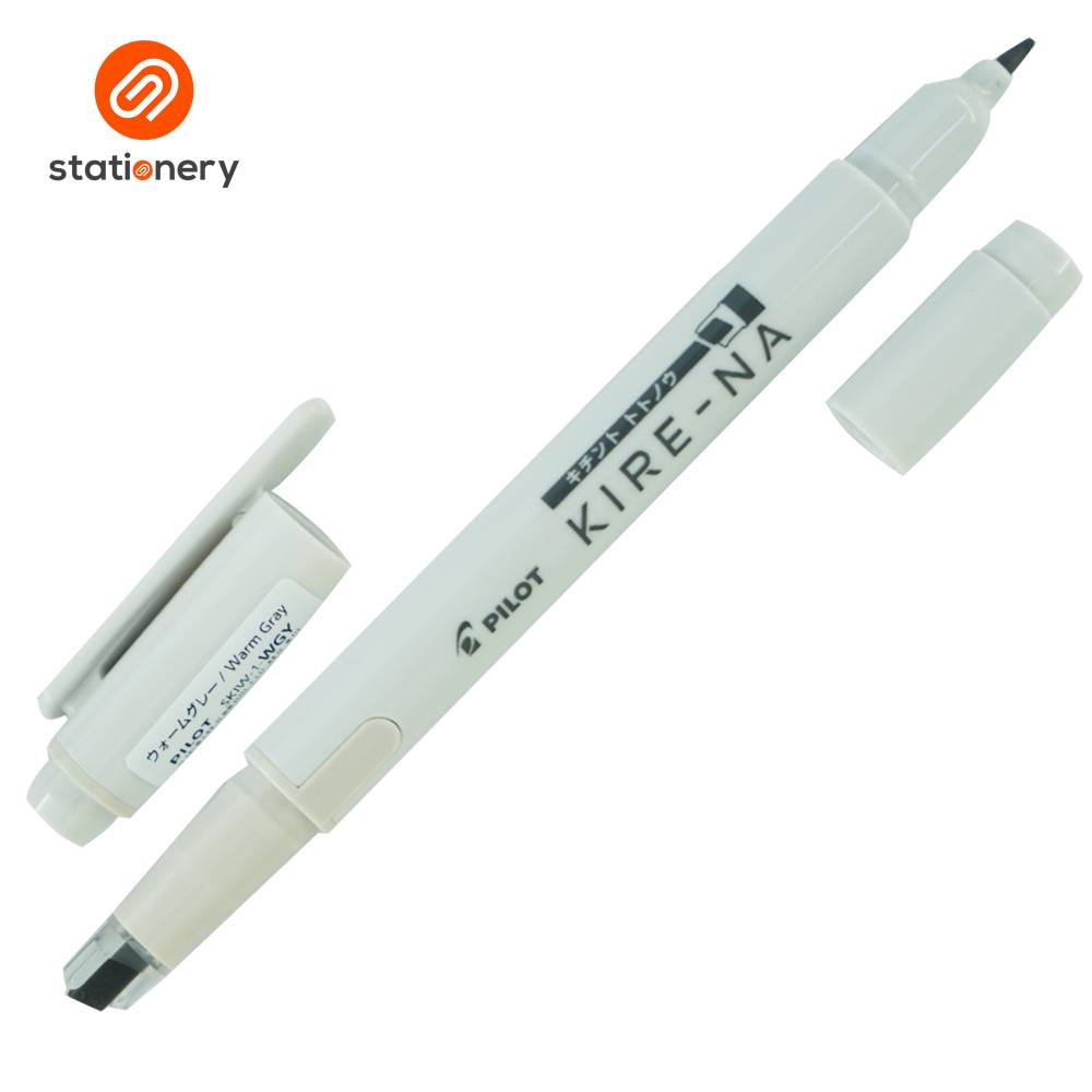 Two white markers with black caps on a white background, featuring the 'Stationery' brand logo.