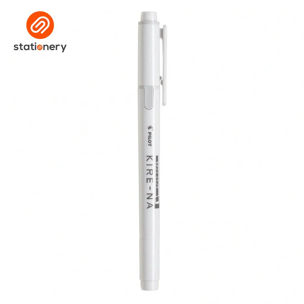 White pen with 'Pilot' branding on a white background, featuring the 'Stationery' brand logo.