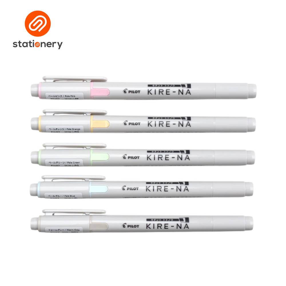 Set of Pilot Kire-NA pens on a white background with 'Stationery' brand logo.