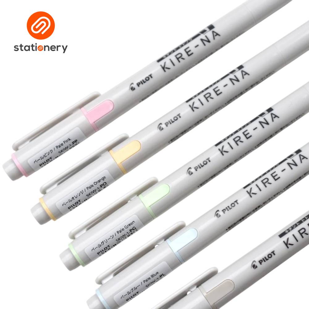Set of Pilot KIRE-NA highlighters on a white background with 'Stationery' brand logo.