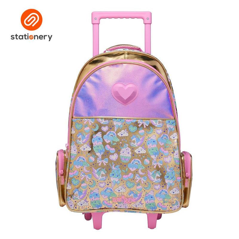 Smiggle Radiant Trolley Backpack with Light Up Wheels - Gold-zoom-