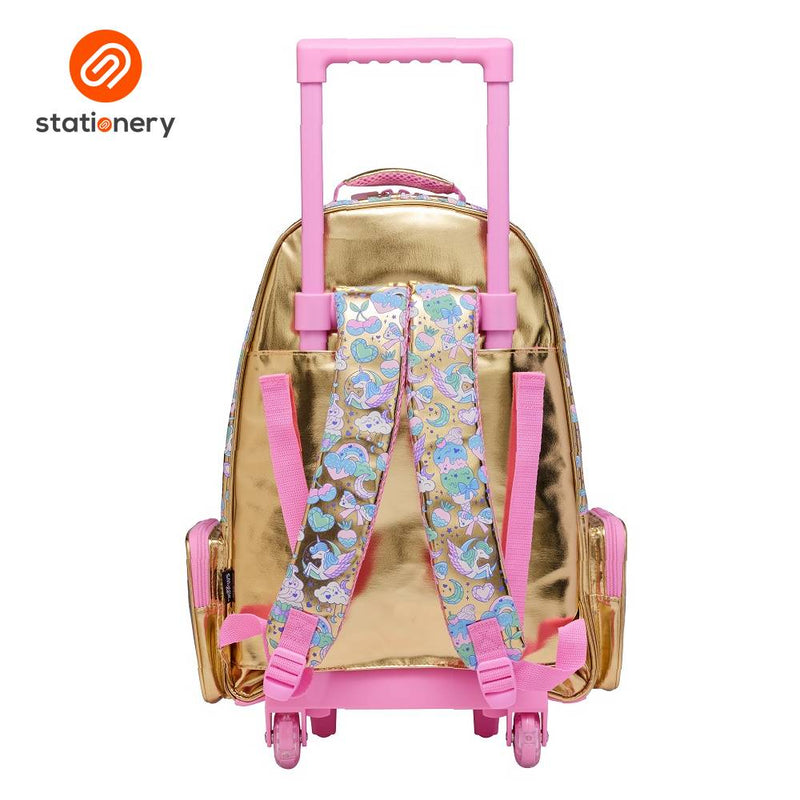 Smiggle Radiant Trolley Backpack with Light Up Wheels - Gold-zoom-