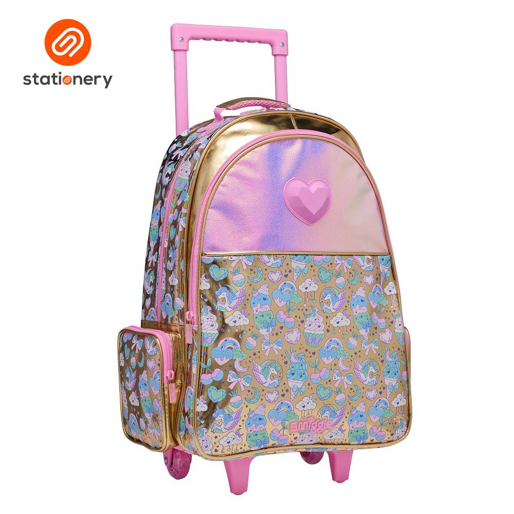 Smiggle Radiant Trolley Backpack with Light Up Wheels - Gold-zoom-3