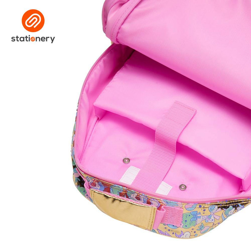 Smiggle Radiant Trolley Backpack with Light Up Wheels - Gold-zoom-