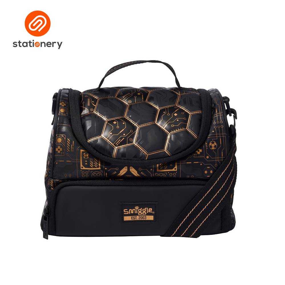 Smiggle Livewire Large Double Lunchbox With Strap - Black