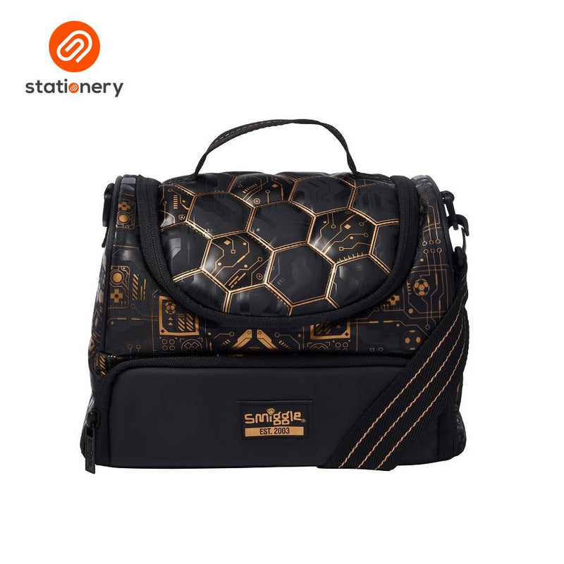 Smiggle Livewire Large Double Lunchbox With Strap - Black-zoom-