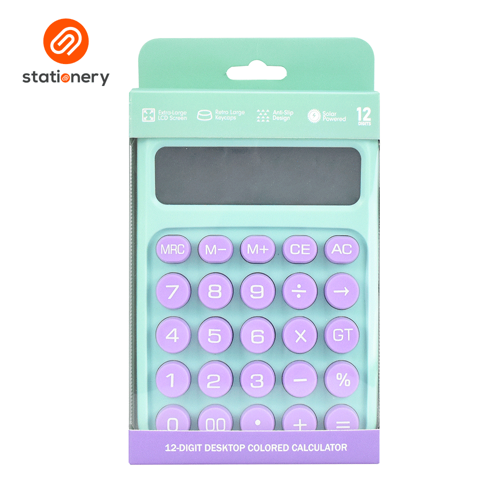 12 Digits Desktop Colored Calculator with Solar-zoom-7